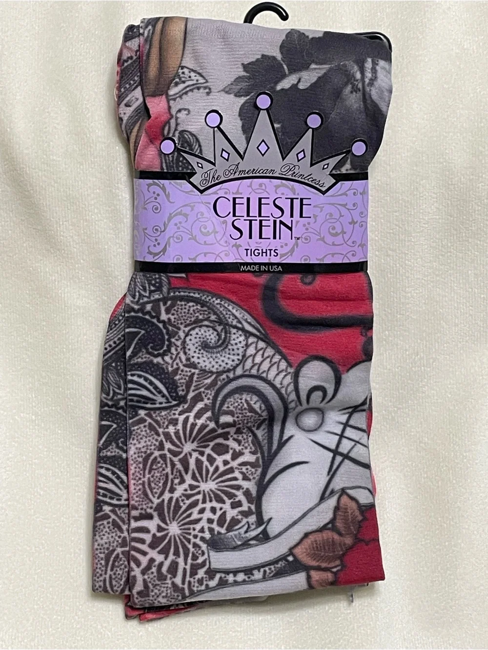 Celeste Stein Printed Tights in Red, Black & White OS NWT